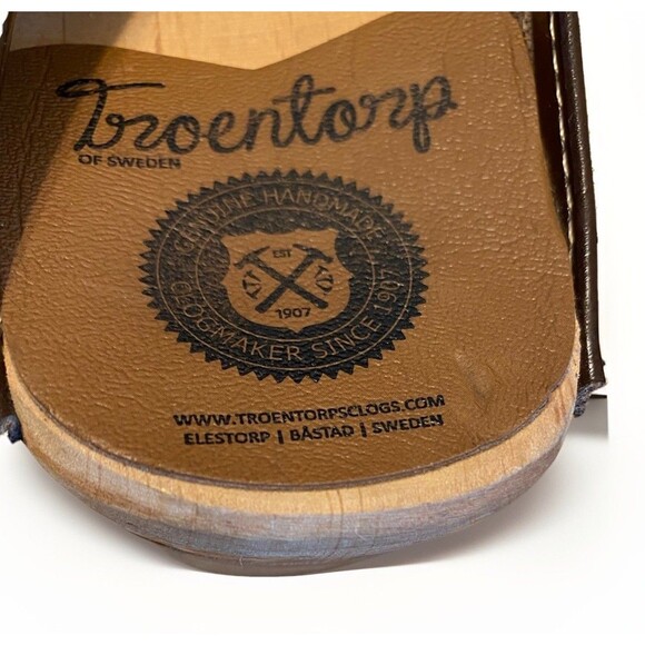 TROENTORP Raphael Clogs Sz 42 Classic Swedish Brown Leather Strap/ Buckle Mules - Picture 7 of 9